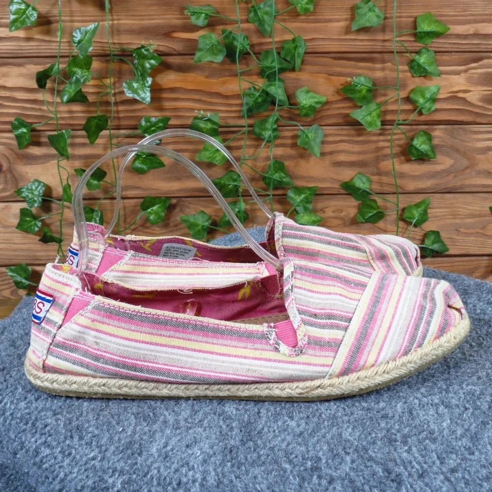 Skechers BOBS Women Espadrille Flat Size 10 Casual Summer Slip On‎ Pink Striped